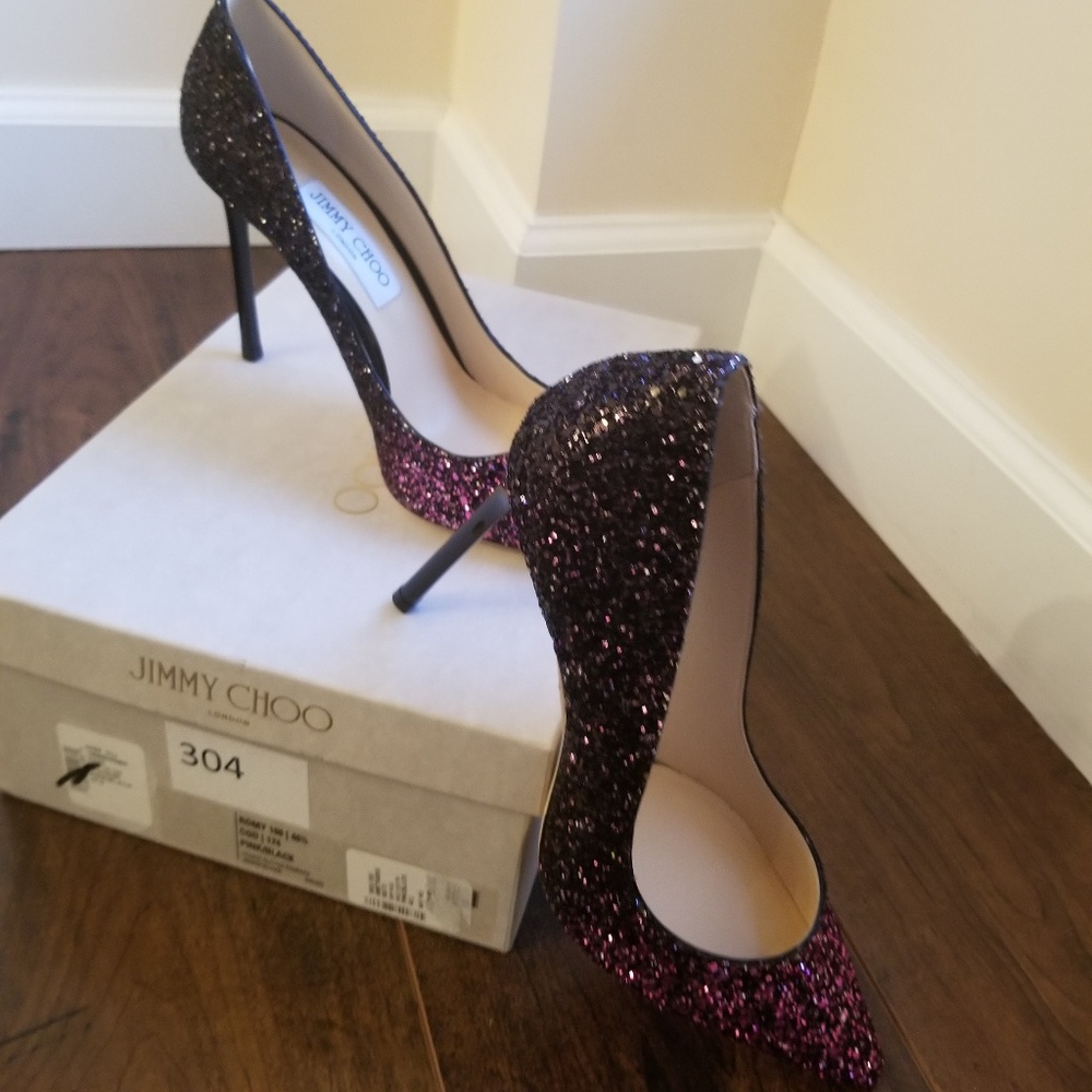 SOLD!! Jimmy Choo ROMY pink glitter degrade heels - Picture 6 of 7